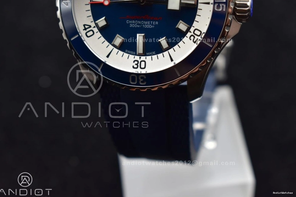 Automatic Blue Dial on 1168 Rubber 1:1 A SS Strap Blue SuperOcean 42 Contemporary BLSF Best Edition 0214